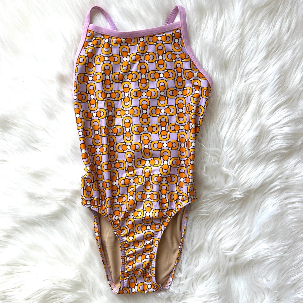 Sporti Kids Girls Retro Geometric Print One Piece Swimsuit Swimwear Size 26Y